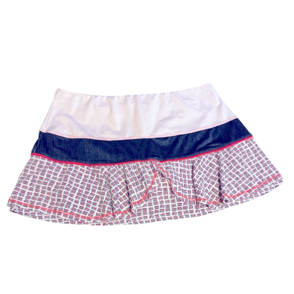Lucky in Love Women’s XL Athletic Tennis Golf Skort Shorts Pink Navy Ruffle